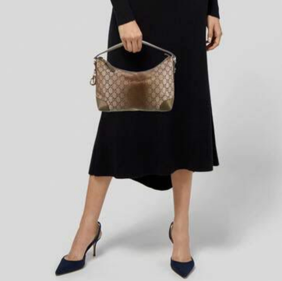 Gucci Metallic Monogram Heart Bit Hobo Bag - Picture 5 of 15